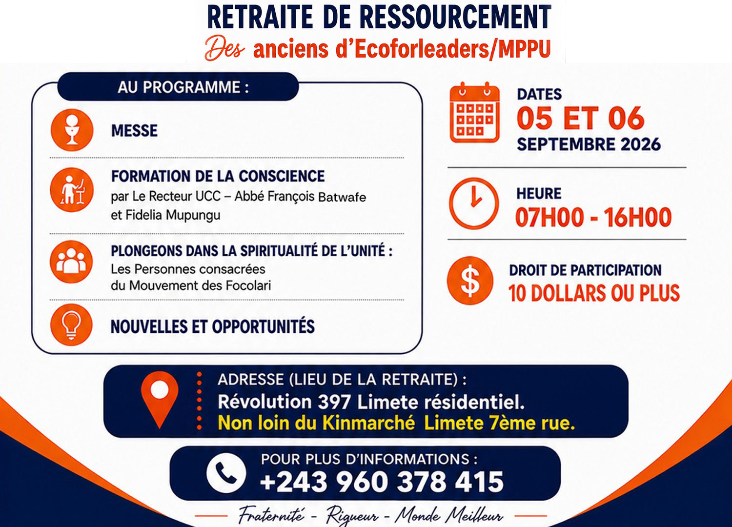 Ecoforleaders organise une retraite de ressourcement pour ses Anciens les 5 et 6 septembre 2026