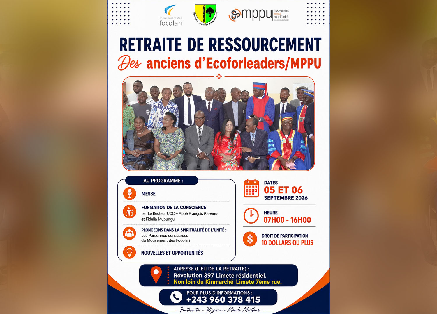 Kinshasa : le MPPU et Ecoforleaders réunissent leurs anciens étudiants pour une retraite stratégique (5-6 sept. 2026)